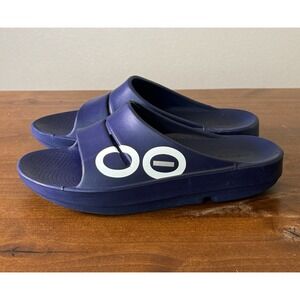 OOFOS Recovery Sandals Slides Blue Comfort Cushion Unisex Women's Sz 10 Men's 8